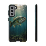 Largemouth Bass Phone Case, Sunlit Underwater Tough Cover, Gift