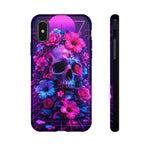 Synthwave Skull Neon Floral Vaporwave Art Tough Phone Case