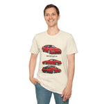 1990 Red 300ZX Car Illustration T-Shirt | Sports Car Side Front Rear Views