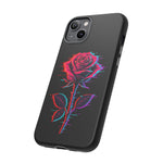 Glitch Rose Neon Phone Case Vaporwave Tough Cover