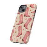Pink Cowboy Boots phone case | Western pattern | Pastel stars
