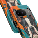 Boston Terrier Pop-Art Portrait Tough Phone Case - Teal Orange