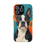 Boston Terrier Pop-Art Portrait Tough Phone Case - Teal Orange