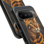 Bengal Cat Geometric Portrait Tough Phone Case - Gold Black Poly