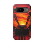 Matte Black MK4 Supra Sunset Tough Phone Case - Palm Silhouette