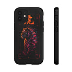 Glitch Tiger Silhouette Art Tough Phone Case - Orange Magenta