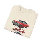 1965 Olds 442 Muscle Car T-Shirt | Classic Red Illustration