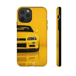 Yellow Skyline Phone Case, R34 GTR 90s JDM Legend Tough Cover for Men Gift