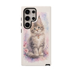 Maine Coon Watercolor Heart Phone Case Watercolor Kitten Art Gift