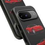 C4 Corvette Art Phone Case Red, Three-View Vector Cover, Gift