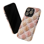 Silk Rose Phone Case, Blush Pink Floral Pattern Tough Cover, Gift
