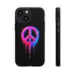 Glitch Peace Sign Phone Case, RGB Melt Digital Art Tough Cover, Gift