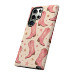Pink Cowboy Boots phone case | Western pattern | Pastel stars