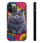 British Shorthair Round Pop Art Tough Phone Case
