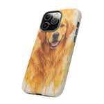 Golden Retriever Watercolor Art Tough Phone Case - Dog Portrait