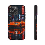 Orange Supra Phone Case, Neon City Night JDM Sports Car Tough Cover