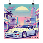 300ZX Poster JDM Miami Vaporwave 80s 90s Retro Drift Car Wall Art