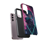 Anime Girl Phone Case Teal, Neon Kanji Calm Gradient Tough Cover