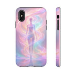 Pastel Aura Phone Case, Swirling Silhouette 3D Cover, Gift