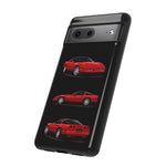 C4 Corvette Art Phone Case Red, Three-View Vector Cover, Gift