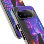 Lo-Fi Cat Neon Rain Window Vaporwave Art Tough Phone Case
