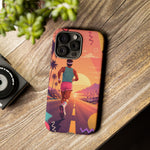 Retro Runner Sunset phone case | 80s Vaporwave jogging design