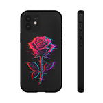 Glitch Rose Neon Phone Case Vaporwave Tough Cover