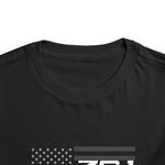 Toddler 1990 Corvette C4 ZR1 T-Shirt | Blue ZR1 with American Flag Graphic Tee