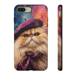 Persian Cat Beret Portrait Tough Phone Case - Painterly