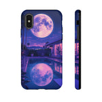 Neon Moonlit Pool Tough Case | Moon Reflection Phone Case, Vaporwave Night Sky