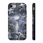 Holographic Silver Stars Grid phone case | Tough Cover