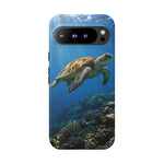 Sea Turtle Reef Phone Case, Coral Ocean Dappled Sunlight Tough Cover