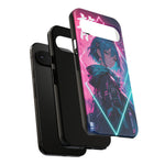 Anime Girl Phone Case Teal, Neon Kanji Calm Gradient Tough Cover