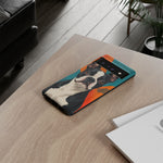 Boston Terrier Pop-Art Portrait Tough Phone Case - Teal Orange