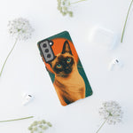 Siamese Cat Retro Halftone Portrait Case - Orange Teal Print