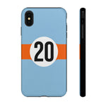 Copy of Blue Orange Number 20 Retro Racing Stripe Tough Phone Case Cover
