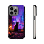 Lo-Fi Cat Neon Rain Window Vaporwave Art Tough Phone Case
