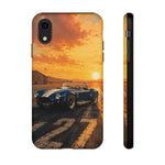 Vintage Cobra 427 Roadster phone case | Sunset racecar beach scene