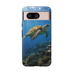 Sea Turtle Reef Phone Case, Coral Ocean Dappled Sunlight Tough Cover