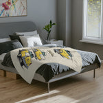 1955 Yellow Chevy Bel Air Illustration Blanket | Vintage Car Throw