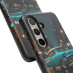 Vintage Teal 1957 Bel Air Classic Car Tough Case | Retro Rainy City Phone Cover