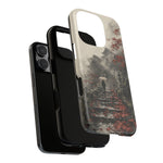 Autumn Temple Steps phone case | Japanese watercolor landscape cover