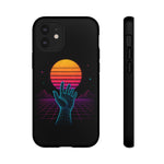 Synthwave Wireframe Hand Retro Sun Phone Case Tough Case