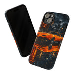 Orange Daytona Phone Case, Rainy City Night Muscle Car Tough Cover