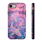 Holographic Koi Cherry Blossom Vaporwave Art Tough Phone Case