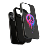 Glitch Peace Sign Phone Case, RGB Melt Digital Art Tough Cover, Gift