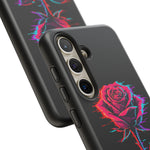 Glitch Rose Neon Phone Case Vaporwave Tough Cover