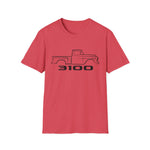 1956 3100 Pickup Black Outline Silhouette Emblem Classic Truck T-Shirt Chevy Fan Gift Tee