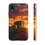 Classic Semi Truck Sunset Highway Phone Case Tough Case