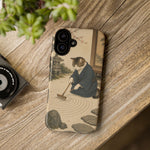 Zen Garden Cat Phone Case, Sand Spiral Japanese Art Cover